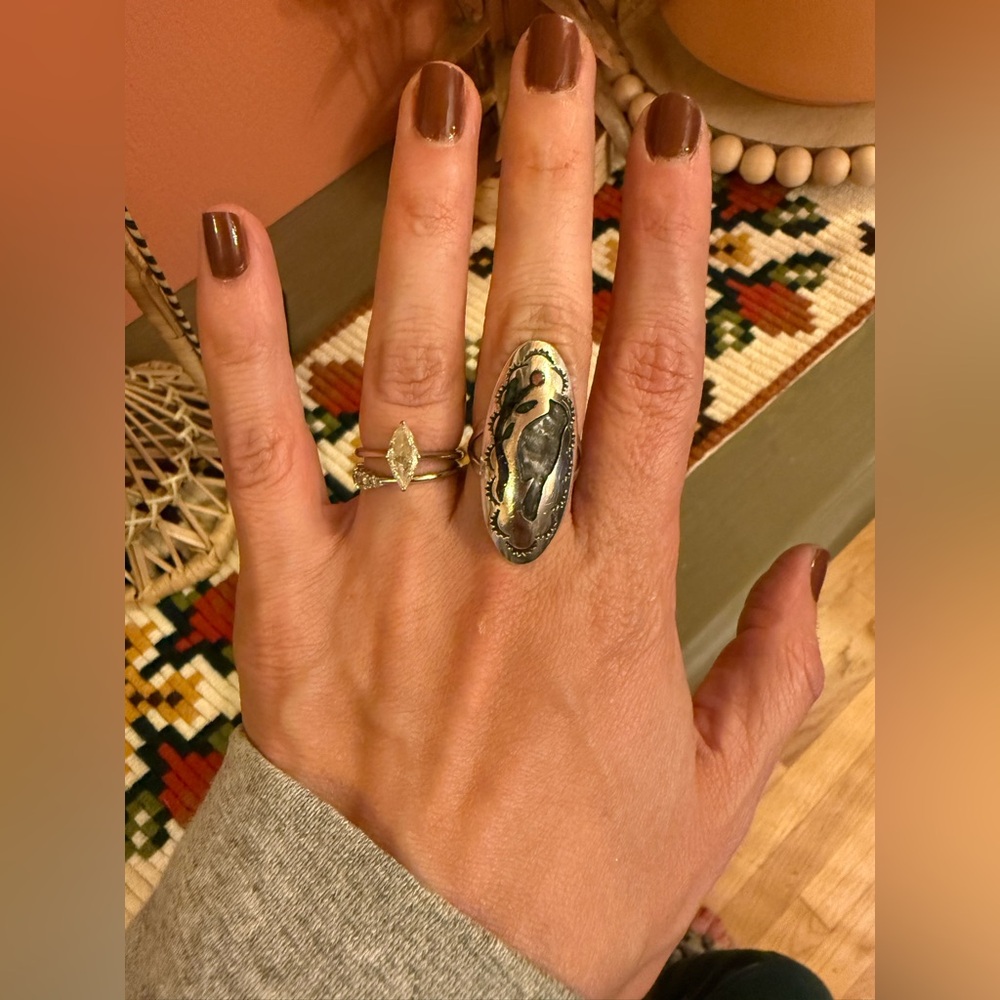 Bird Inlay Silver Ring - Picture 3 of 6